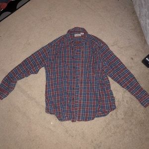 Vintage LL Bean blue and pink plaid flannel